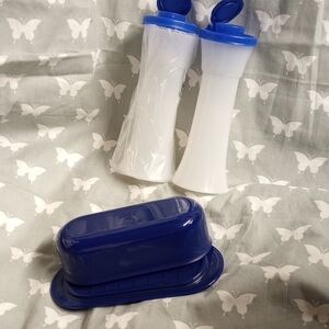 NEW, Tupperware Butter Dish & Salt Pepper Set